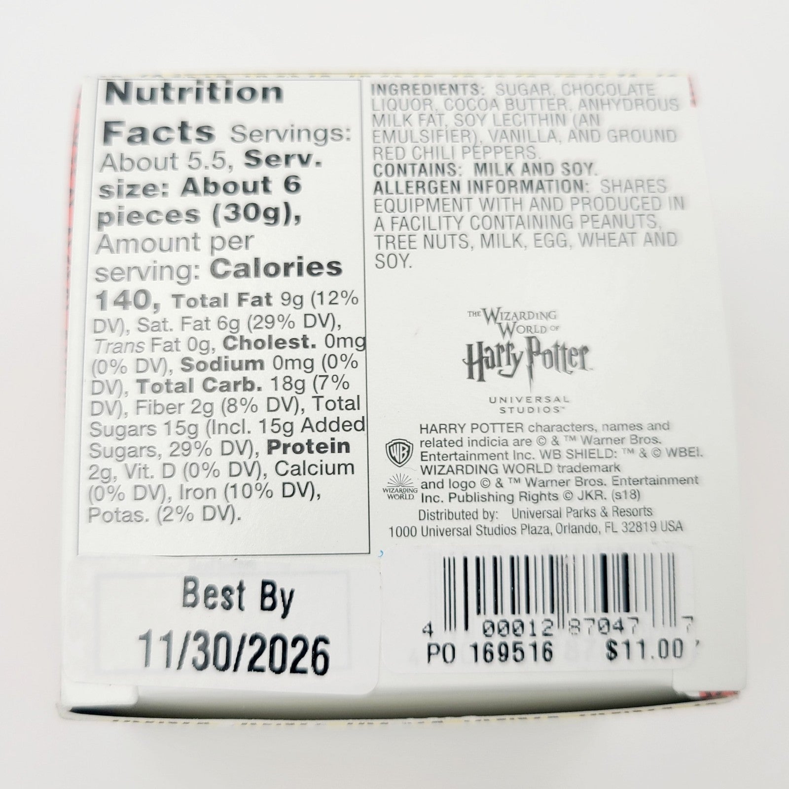 Universal Studio Harry Potter Honeyduke Dark Chocolate Chili Powder Shock-O-Choc