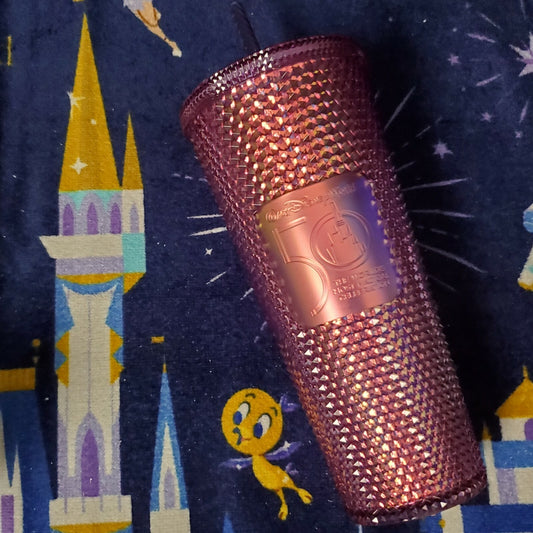 2021 Walt Disney World Parks 50th Anniversary Studded Pink Starbucks Tumbler Cup