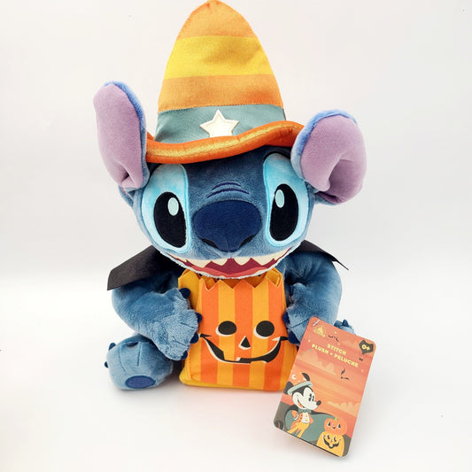 2025 WDW Disney Parks Stitch Wizard Halloween 14" Plush Holding Pumpkin 🎃 Bag