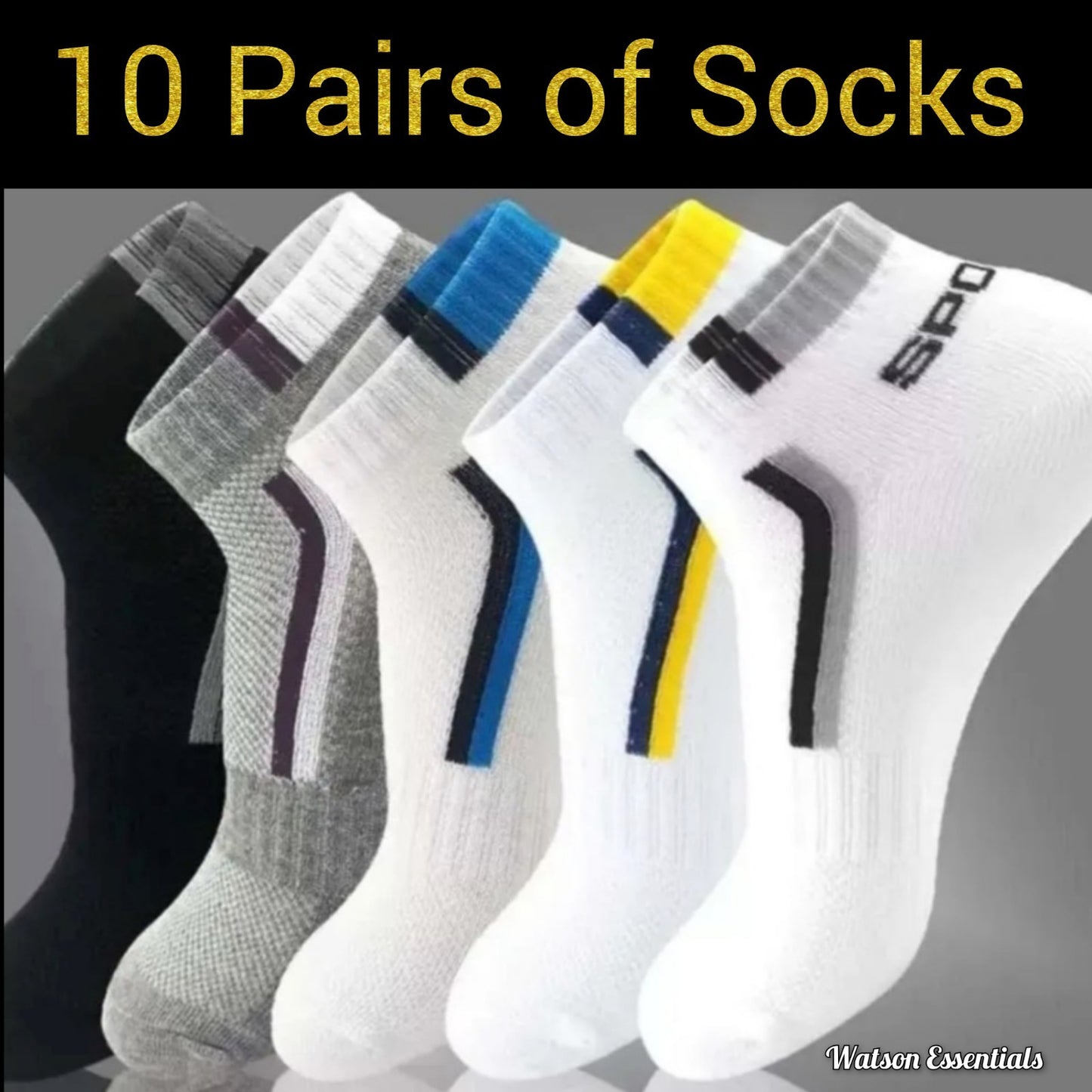 10 Pairs Men / Women Sport Stripe Cotton Bamboo Socks Ankle Low Cut Nonslip Pack