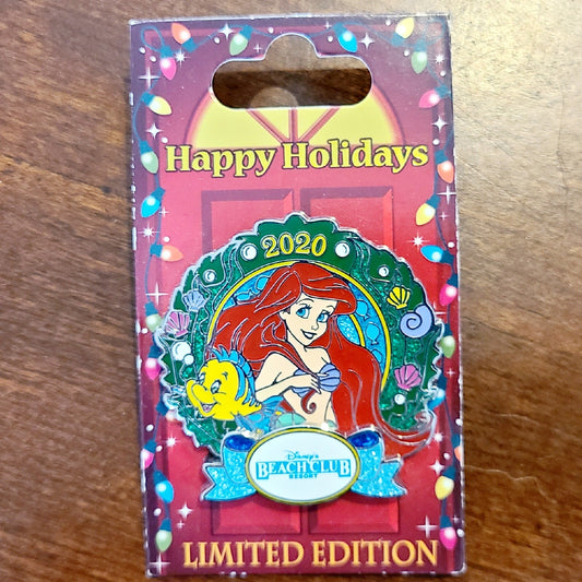 NEW Disney WDW Little Mermaid Ariel Beach Club Resort Happy Holidays Pin 2020 LE