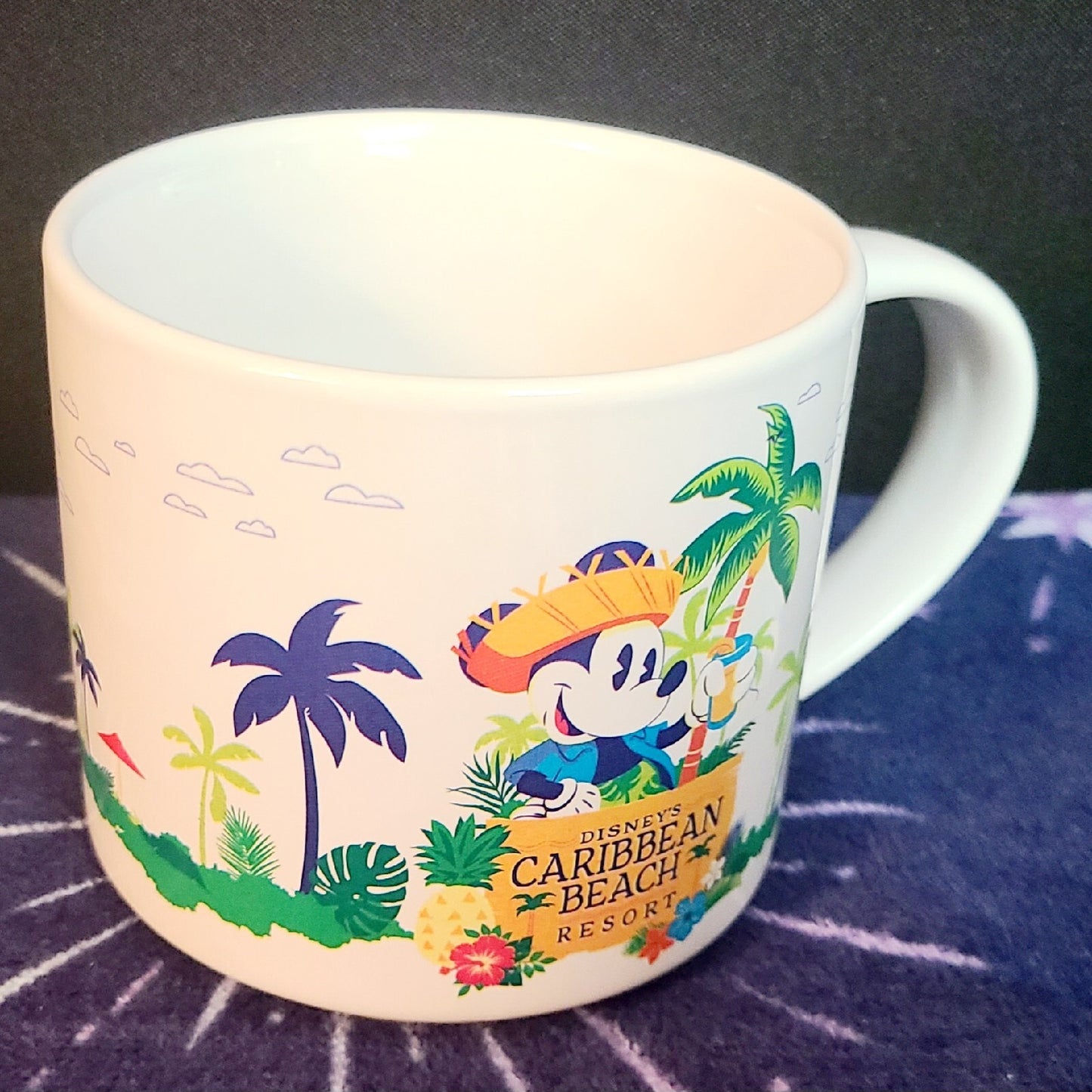 (1) Disney World Parks Caribbean Beach Resort Ceramic Coffee Mug Skyliner Map