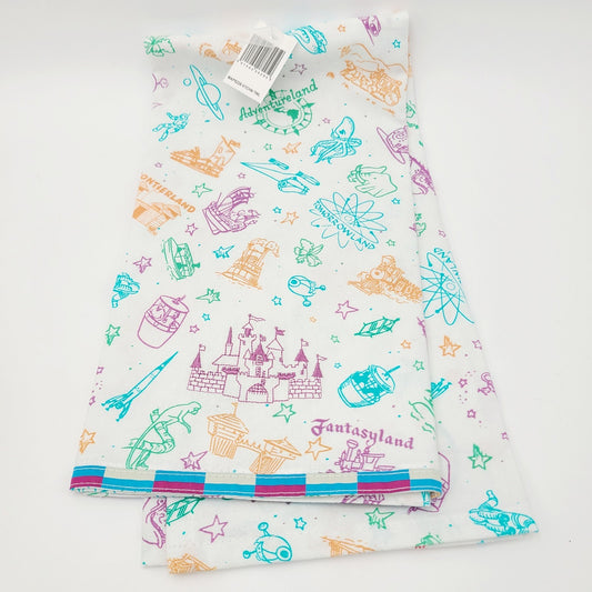2026 Disney Parks Vintage Park Maps & Brochure Icons Kitchen Tea Dish Towel New