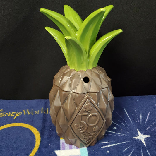 Walt Disney World Parks Polynesian Resorts 50th Anniv Pineapple Tiki Mug Sipper