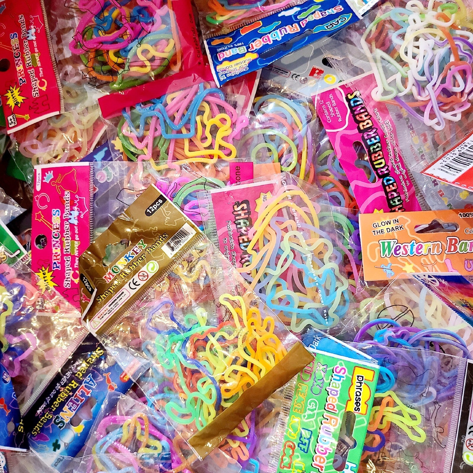NEW 5 Packs = 60 Individual Pieces Assorted Silly Bands Rubber Band Bracelets
