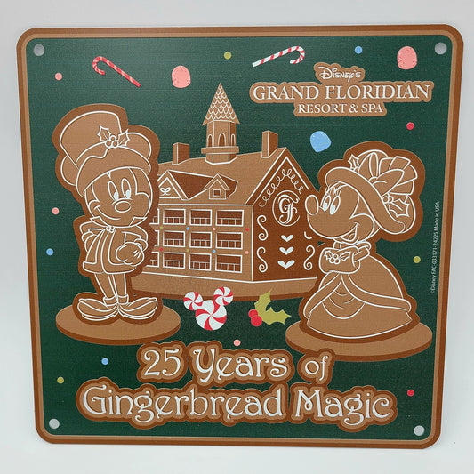 Disney Parks 2024 Mickey Minnie Grand Floridian 25th Gingerbread House Tin Sign