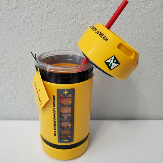NEW Disney Parks Monsters Inc SCREAM Canister Sipper Cup Bottle w/ Sound Yellow