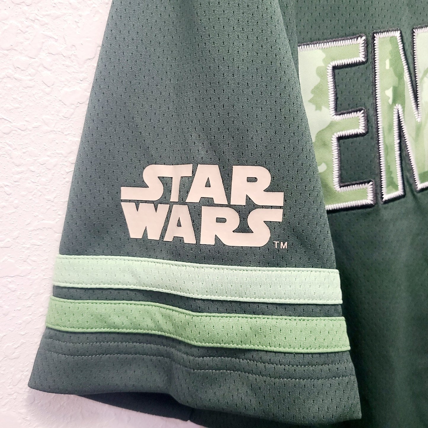 LARGE Disney Parks Star Wars ENDOR 83 Ewok Adult Baseball Jersey Button Shirt