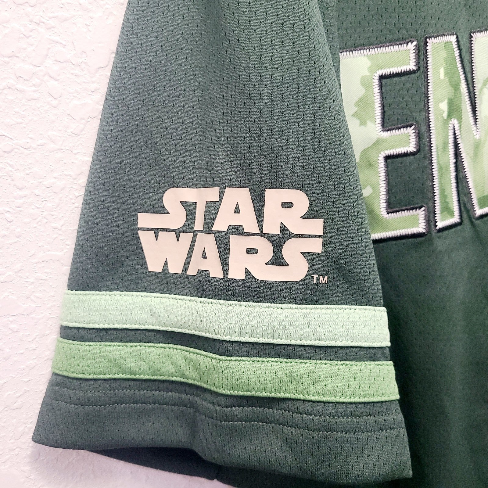 LARGE Disney Parks Star Wars ENDOR 83 Ewok Adult Baseball Jersey Button Shirt