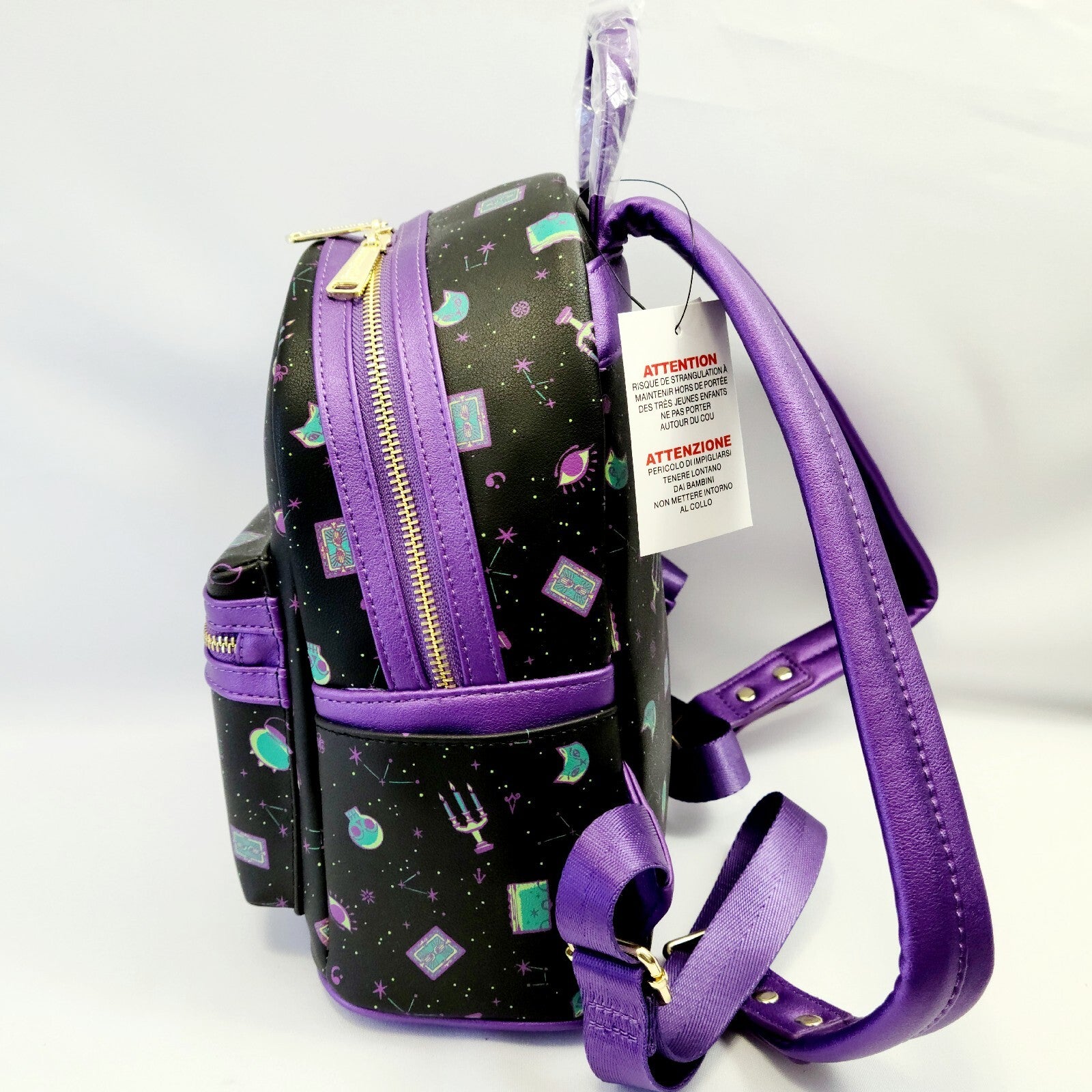 2021 Walt Disney World Park Loungefly Hocus Pocus Backpack Black Purple Mini Bag
