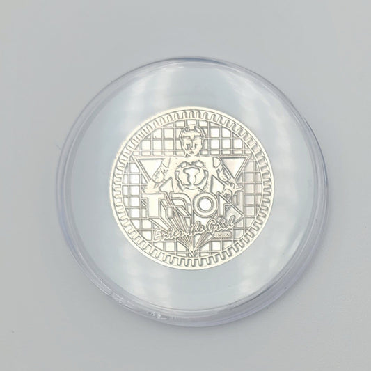 Tron Enter The Grid Coin Disney Park Flynns Arcade Silver Color Metal Medallion