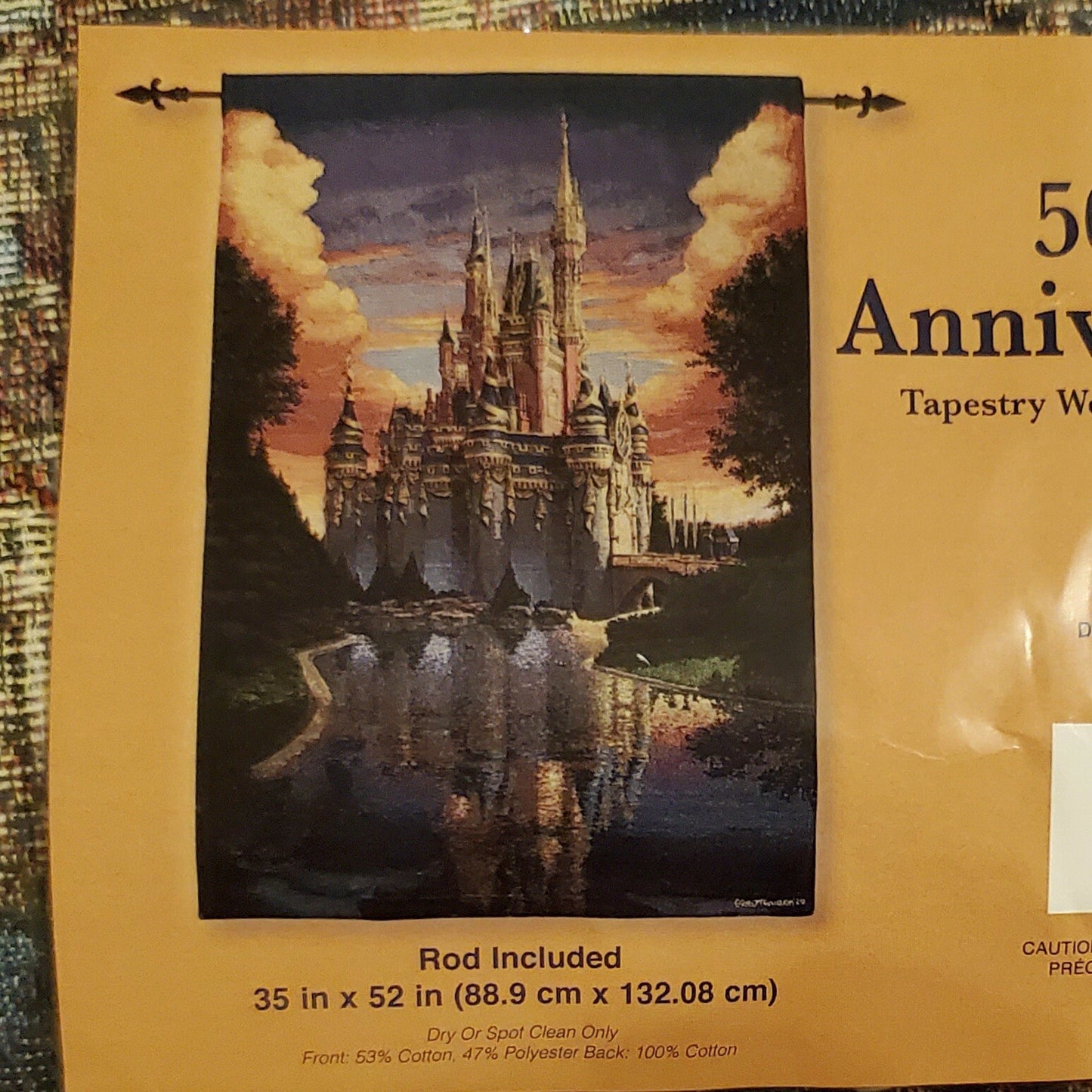 2021 Disney Parks 50th Anniversary Woven Tapestry Wall Hanging Cinderella Castle