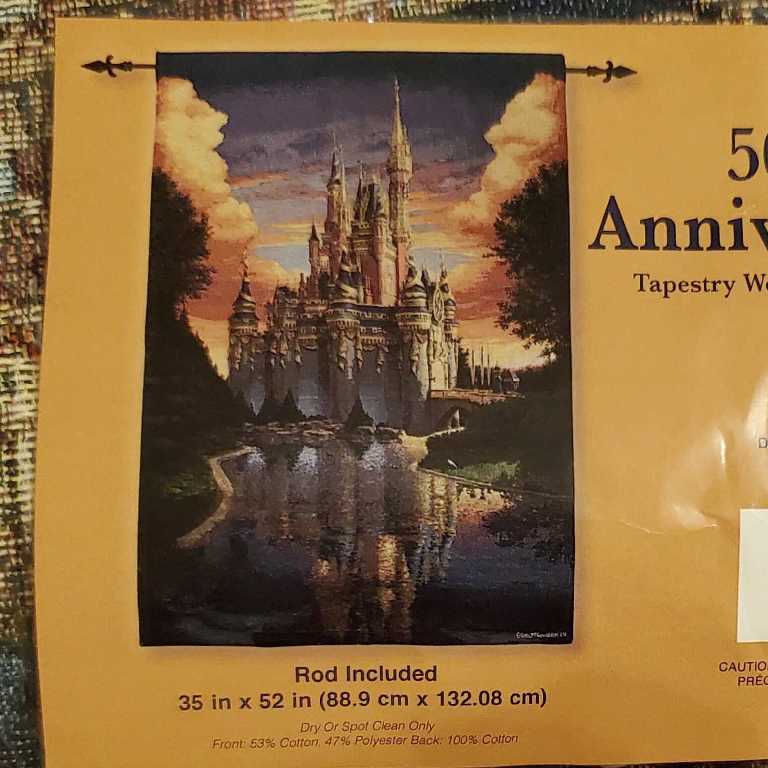 2021 Disney Parks 50th Anniversary Woven Tapestry Wall Hanging Cinderella Castle