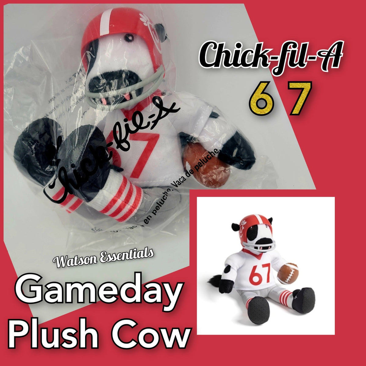 SEALED 2026 Chick-fil-A Football GameDay Plush Cow #67 Stuffed Animal 9" NEW CFA