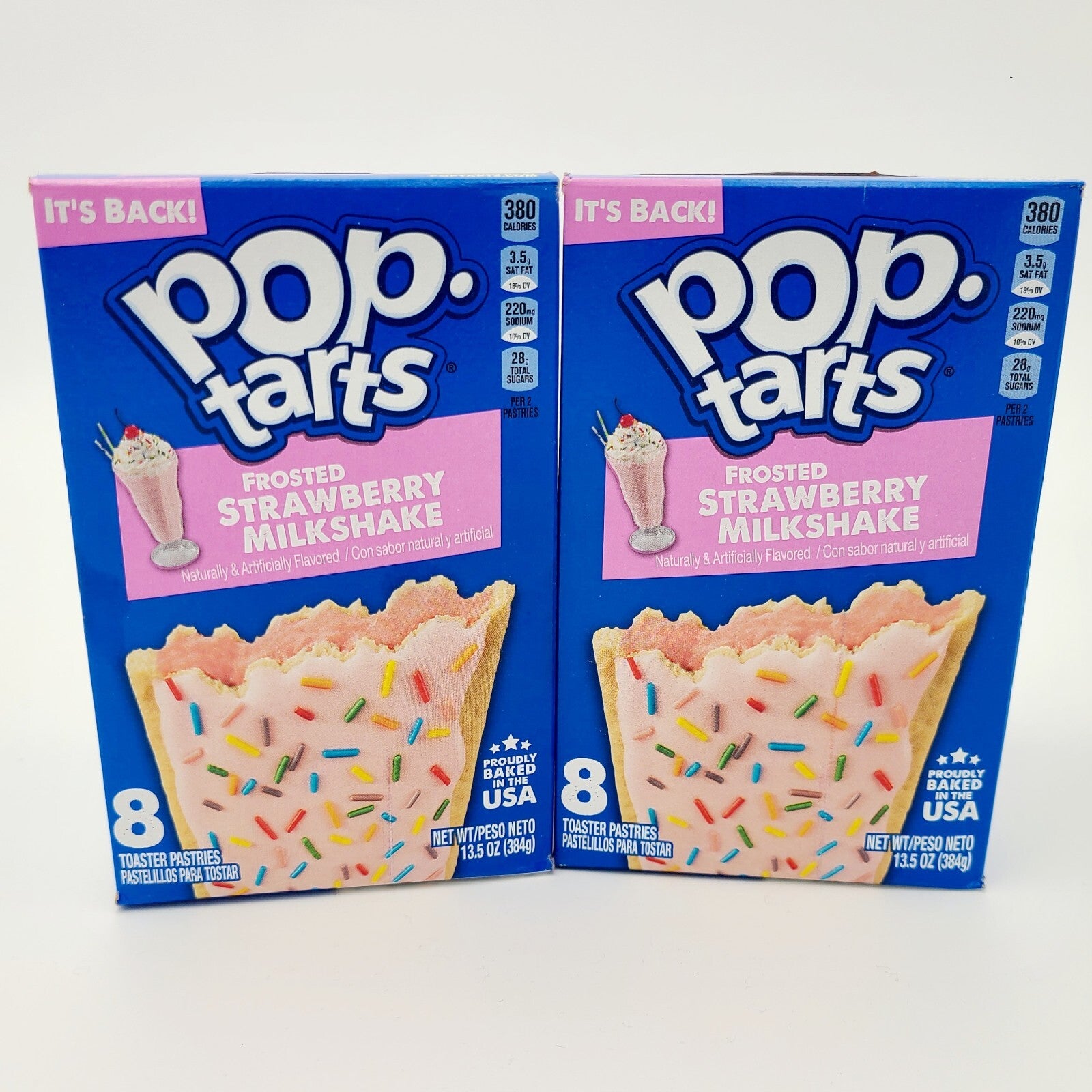 *2 Boxes* Kelloggs Frosted Strawberry Milkshake Pop Tarts 16 Toaster Pastries