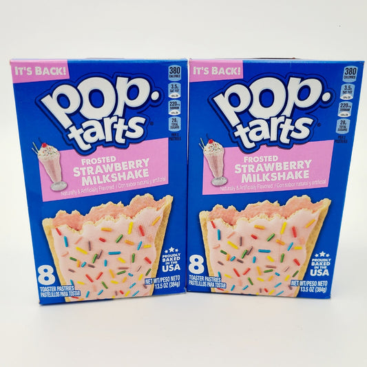 *2 Boxes* Kelloggs Frosted Strawberry Milkshake Pop Tarts 16 Toaster Pastries