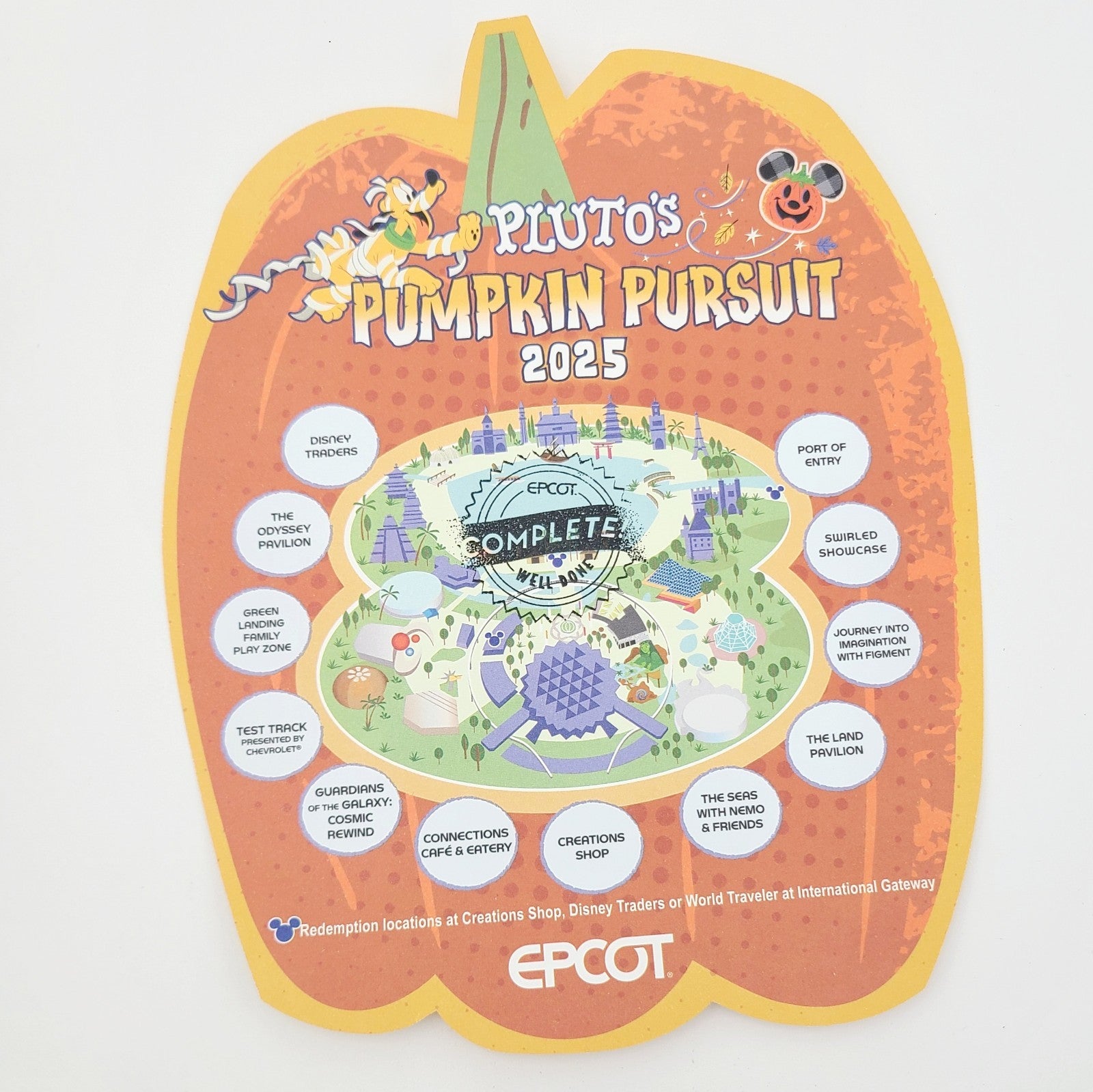2025 Disney Park Halloween EPCOT Pluto’s Pumpkin Pursuit Scavenger Hunt Stickers