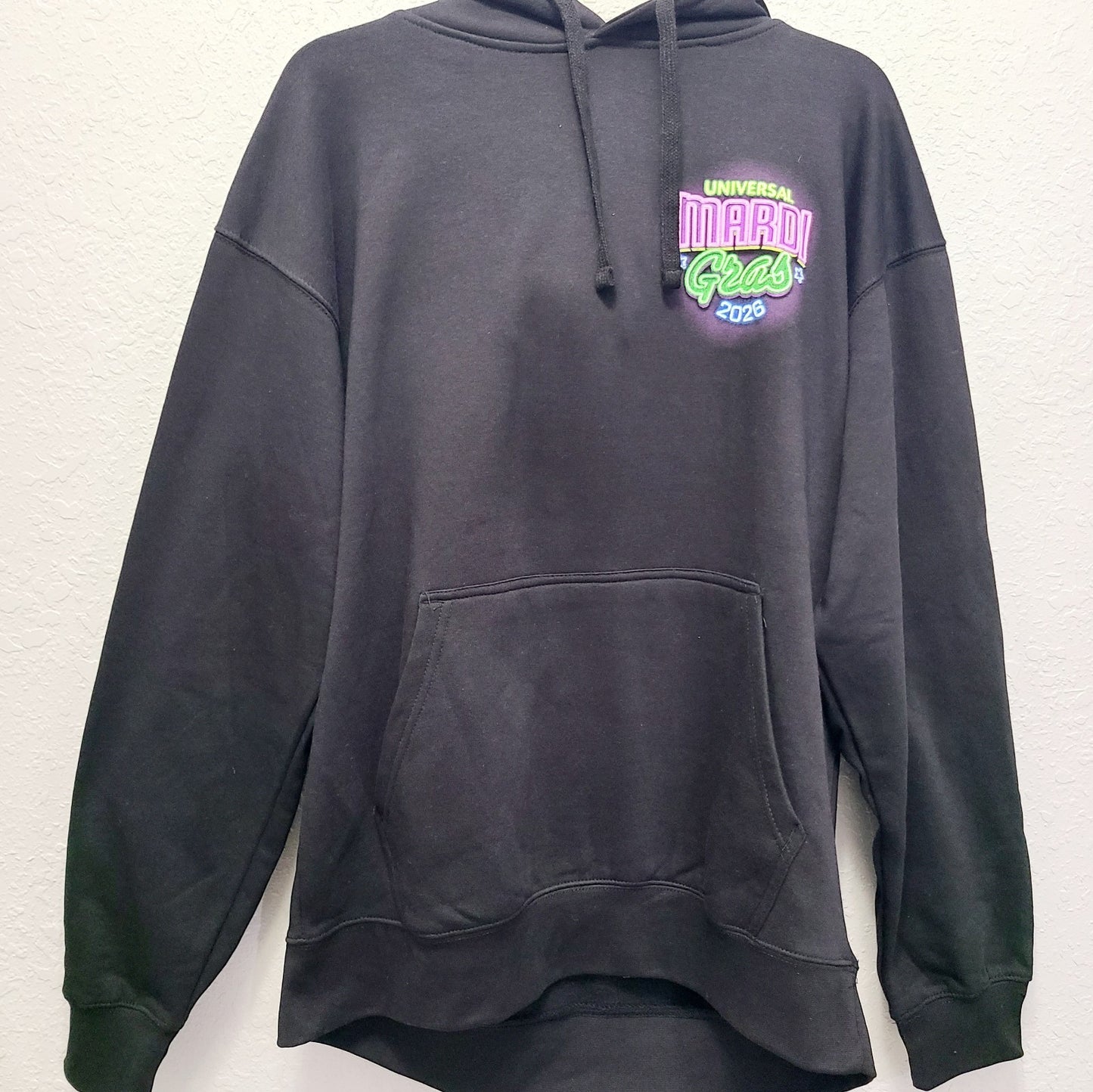LARGE 2026 Universal Studios Mardi Gras King Gator Pull Over Hoodie Sweatshirt