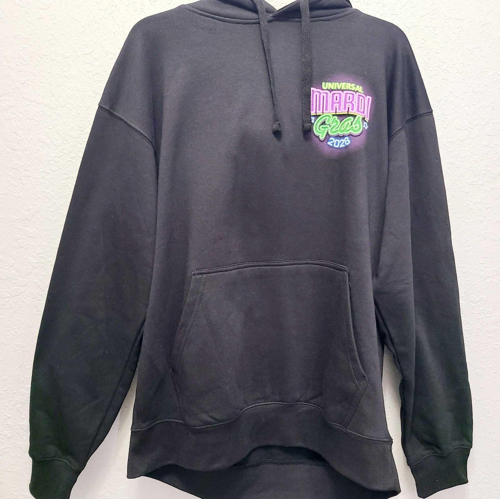 LARGE 2026 Universal Studios Mardi Gras King Gator Pull Over Hoodie Sweatshirt
