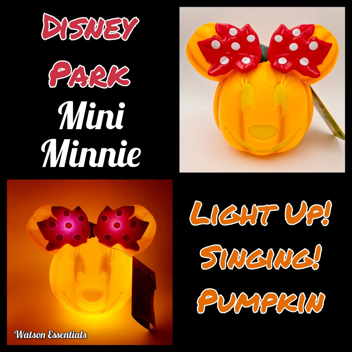 *Minnie Pumpkin* 2026 Disney Parks Halloween Light-Up Singing Boo To You Figure