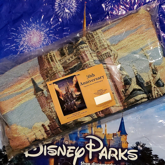 2021 Disney Parks 50th Anniversary Woven Tapestry Wall Hanging Cinderella Castle