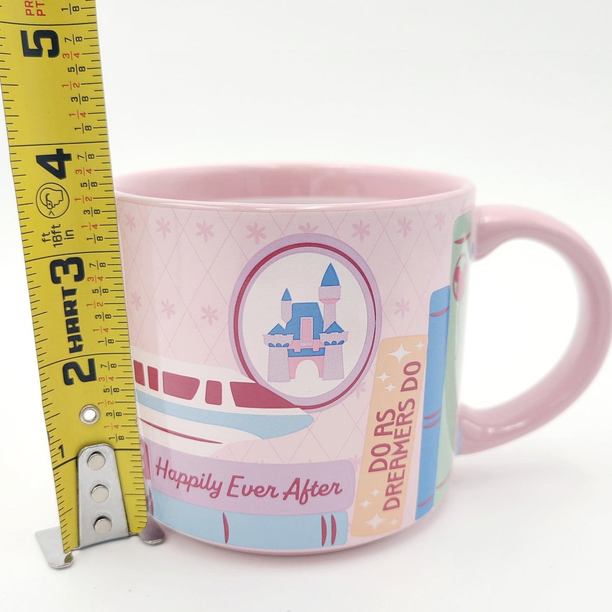 2026 Disney Parks Main Street Monorail Magic Bookshelf Pink Coffee Cup Mug New