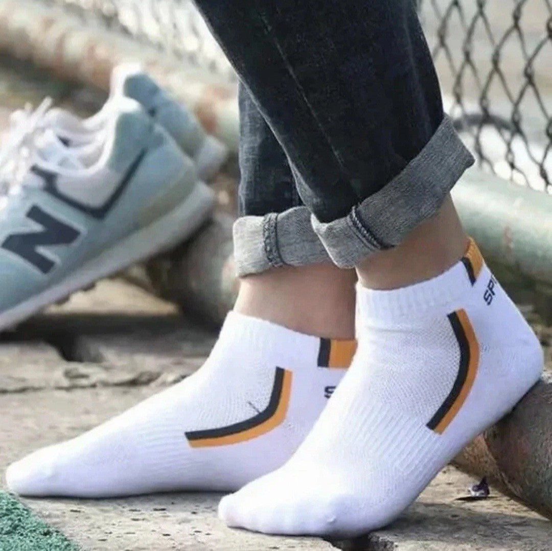 10 Pairs Men / Women Sport Stripe Cotton Bamboo Socks Ankle Low Cut Nonslip Pack