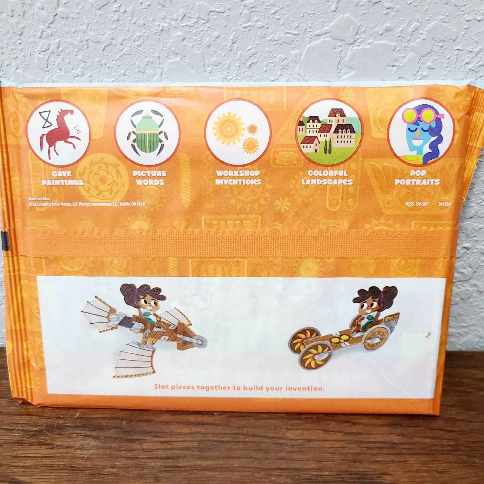 2023 Wendy’s Kids Meal Art Time Machine “Workshop Inventions” Orange Pack Kit