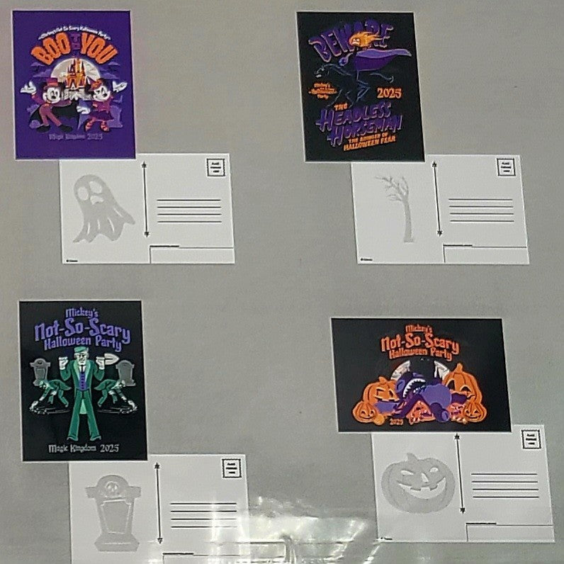 *4 Postcards* 2025 Disney Park Mickey’s Not So Scary Halloween Party Art Pumpkin