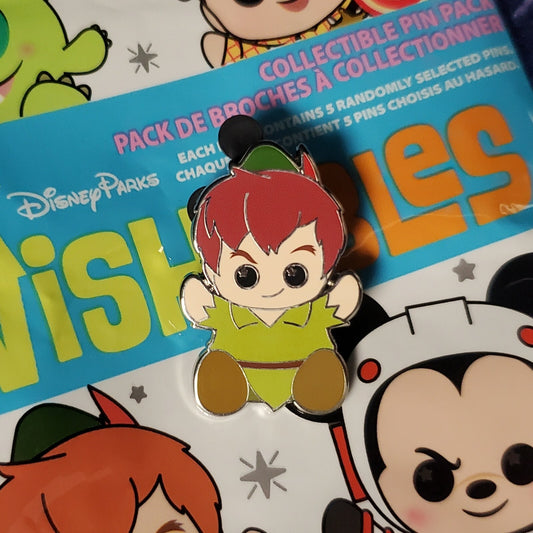*Peter Pan 1.5" Pin* Walt Disney World Parks Wishables Series 2 Collectible NEW