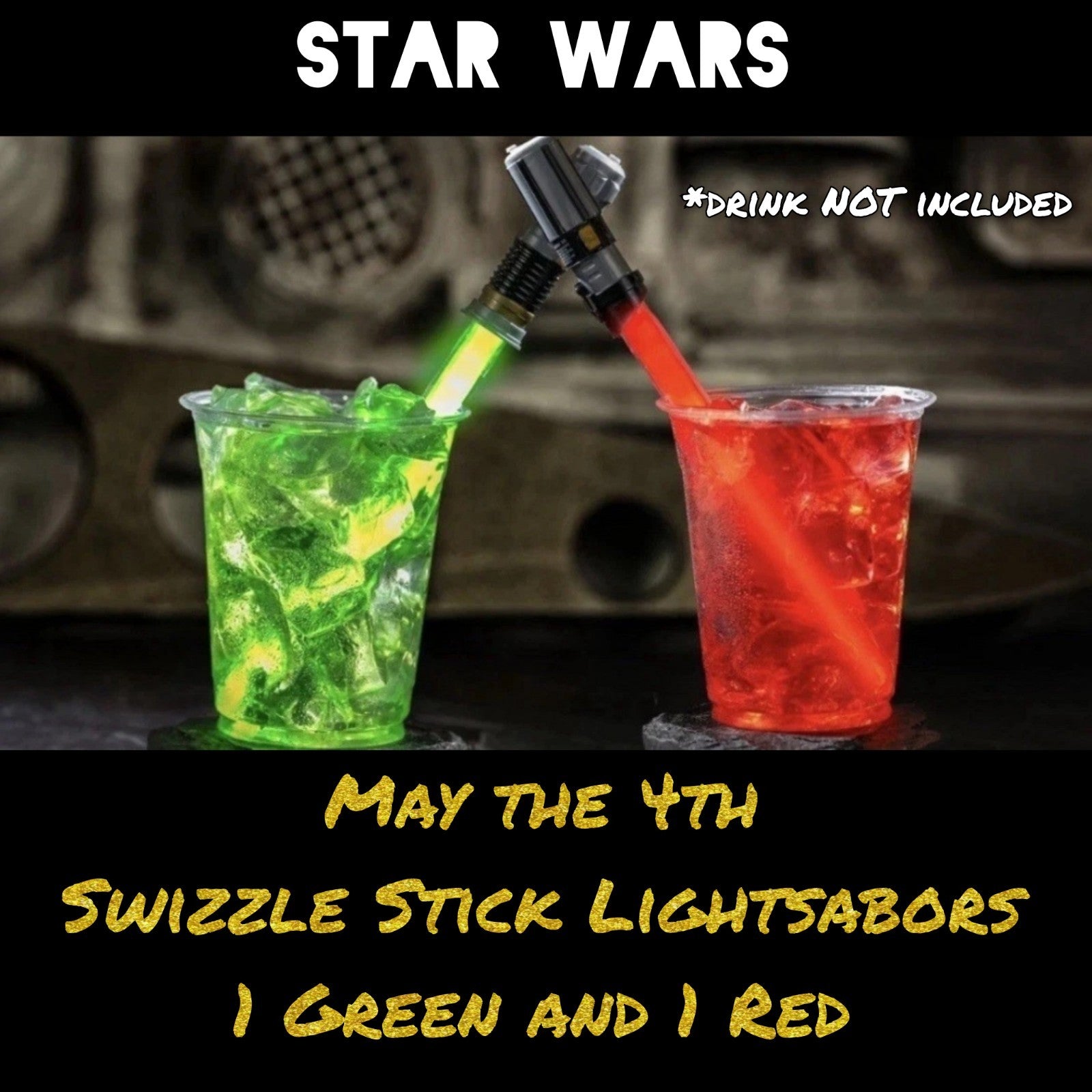 2026 Disney Park Star Wars May 4th Swizzle Stick Luke Skywalker Darth Vader SET