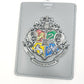 Universal Studios World Harry Potter Metal ID Badge Holder Hogwarts Crest Silver