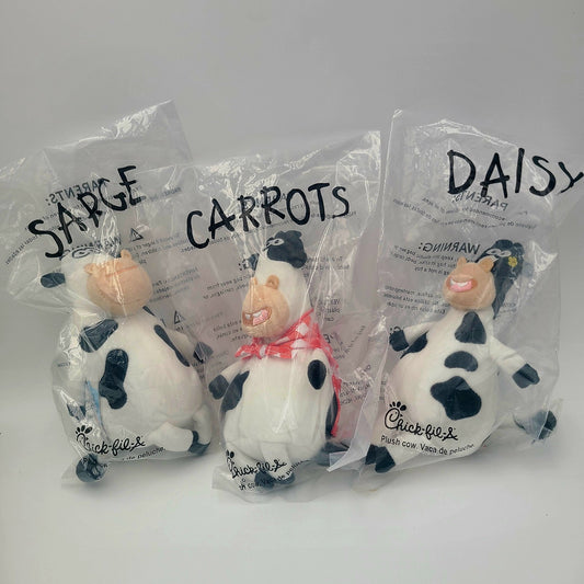 *Carrots, Sarge, & Daisy Plush Set* Chick-fil-A Cow Doll Picnic Cape Toy CFA