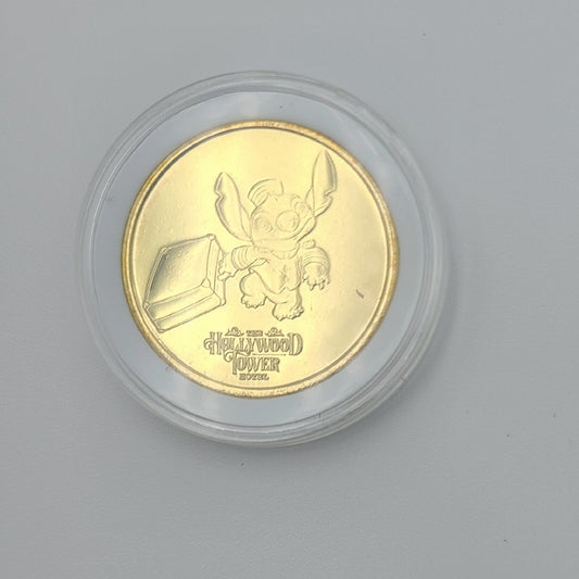 *Stitch Coin* Disney World Park Tower of Terror Golden Color Metal Medallion WDW