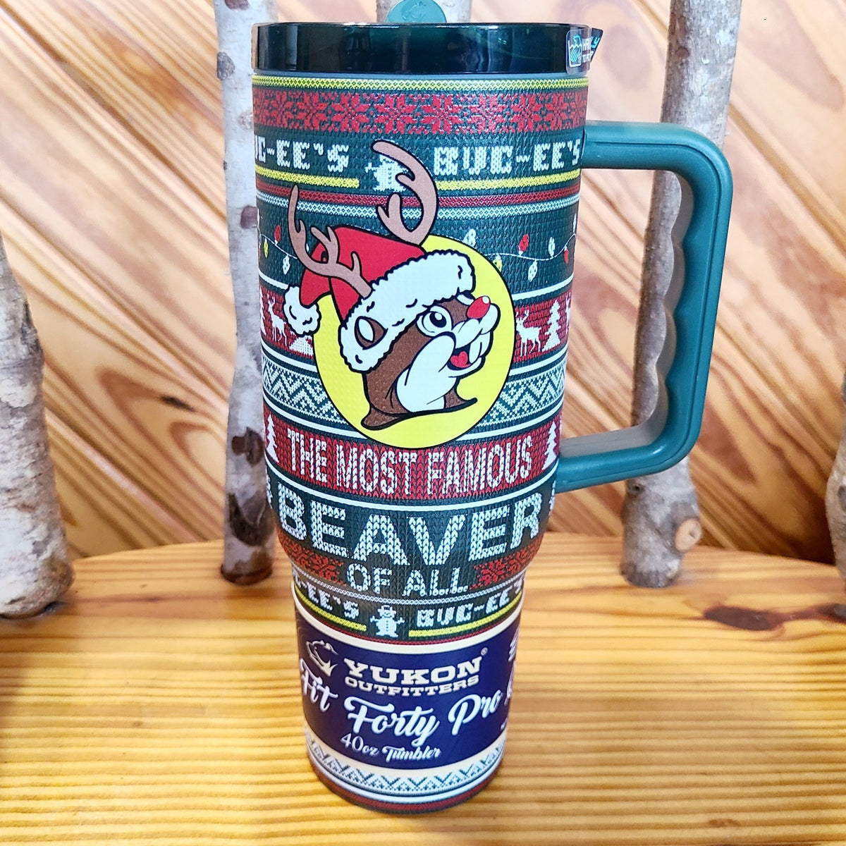 Buc-ee's 2026 Christmas Yukon 40 oz Tumbler Reindeer Beaver Red Ugly Sweater NEW