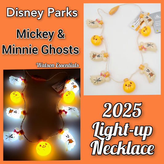 *Light up Necklace* 2025 Disney Parks Halloween Mickey Minnie Ghosts Pumpkin NEW