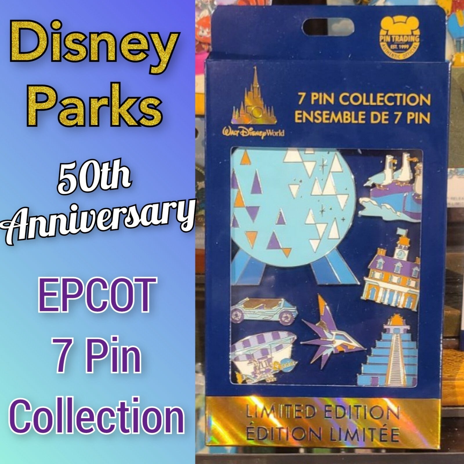 *EPCOT & Hollywood Studios Box Pin Sets* 2022 Walt Disney World 50th Anniversary