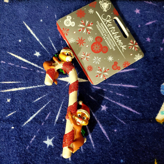 2022 Disney World Parks Chip & Dale Candy Cane Sketchbook Ornament Collection