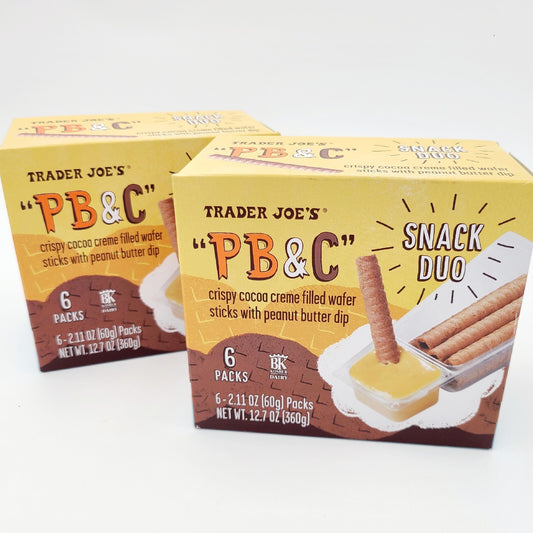 2 Boxes Trader Joe's PB&C Cocoa Creme Wafer Sticks w/ Peanut Butter Dip PB & C