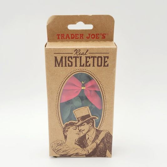 NEW Trader Joe's Real Mistletoe Gift Box Packaging Red Bow Naturally Preserved