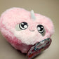 Squeezamals SET Heart Series Pink Furry Plush Unicorn Horn Red With Wings Stress