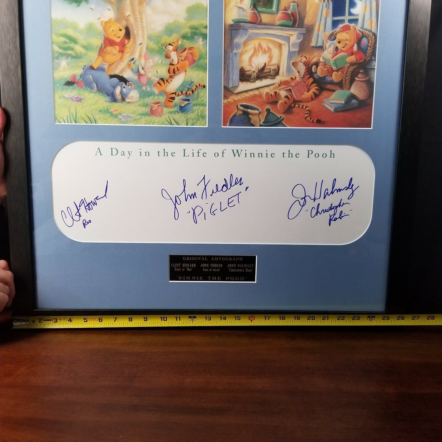 SIGNED/Autographed Disney Parks Winnie the Pooh Framed Art Artwork Piglet Roo