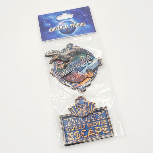 Universal Studios Great Movie Escape Wood Magnet Set Back To The Future Jurassic