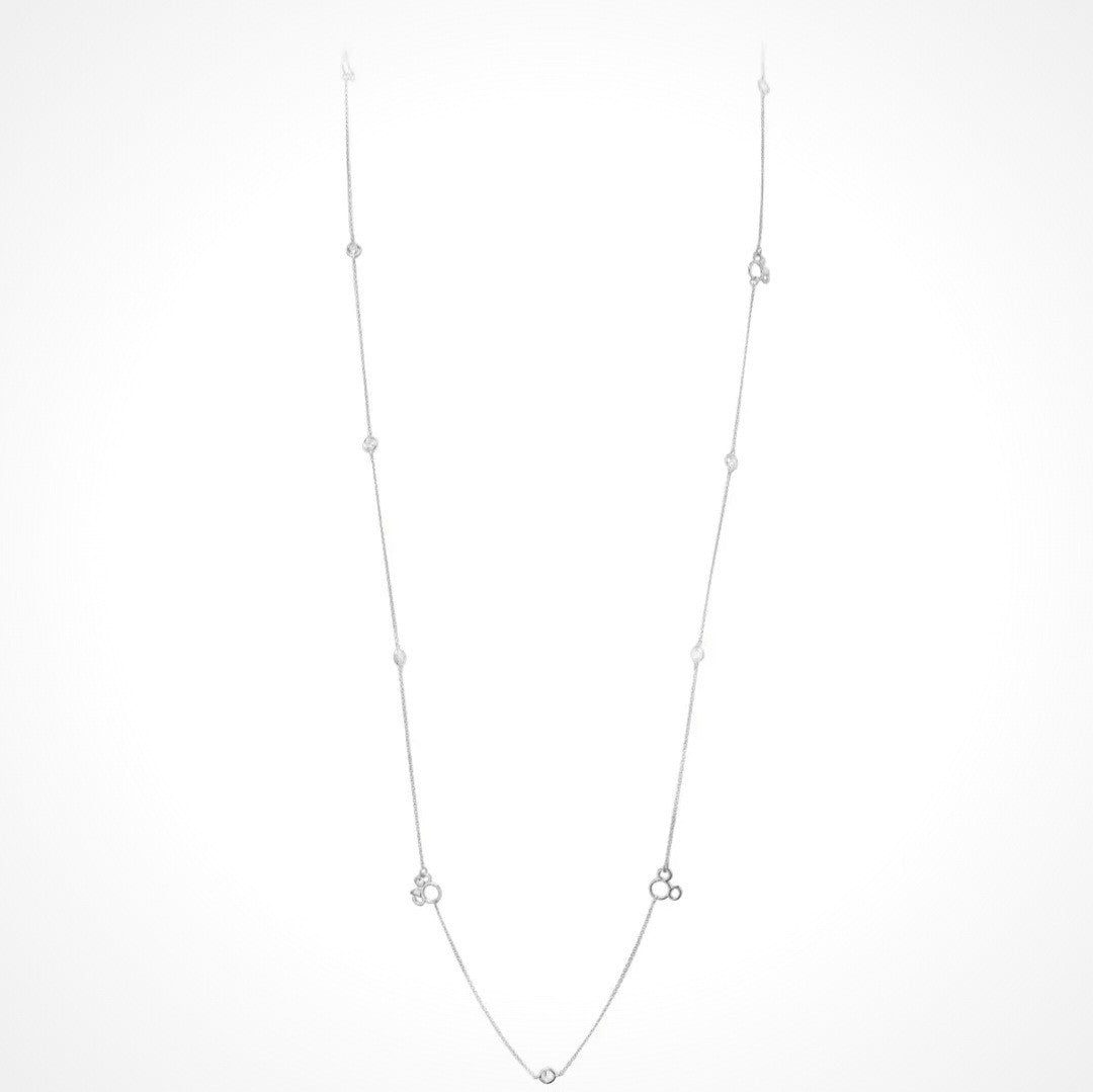 CRISLU Disney Parks Mickey Minnie Mouse Station Necklace Sterling Platinum HTF