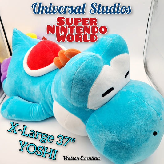 LARGE Yoshi Nintendo World Sleeping Plush Cushion Pillow Blue Universal Epic 37"