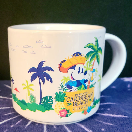 (1) Disney World Parks Caribbean Beach Resort Ceramic Coffee Mug Skyliner Map