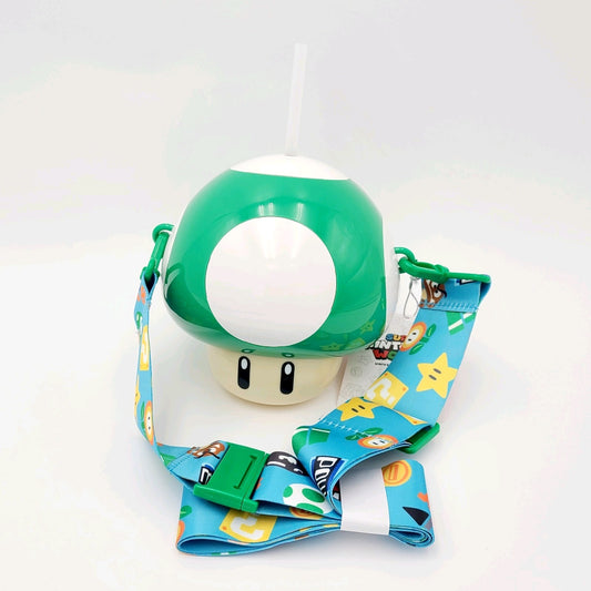*1-UP Mushroom Sipper* Super Nintendo World Green Drink Cup Studio Mario EPIC