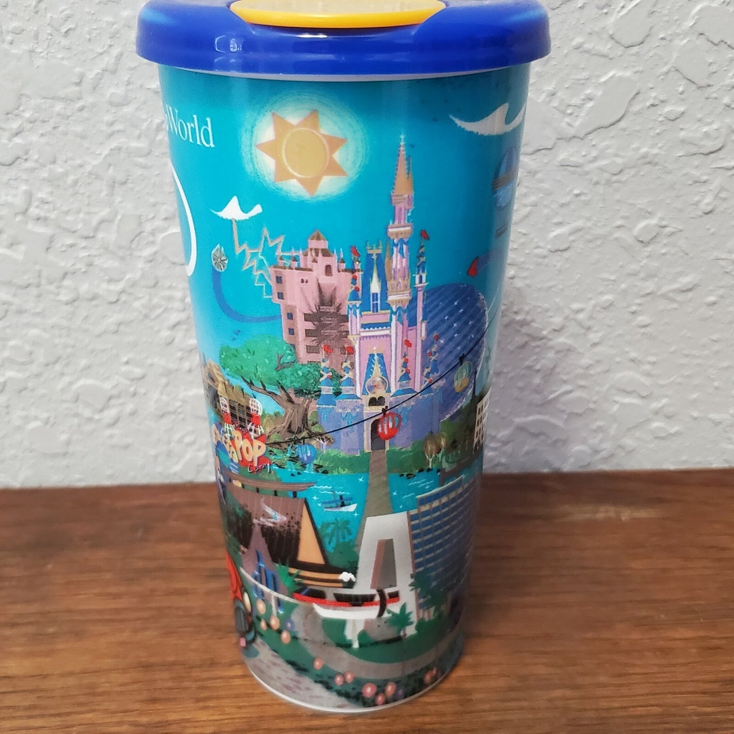 Disney Parks WDW 50th Anniversary Resort Refillable Mug Blue Lid Mickey Minnie 