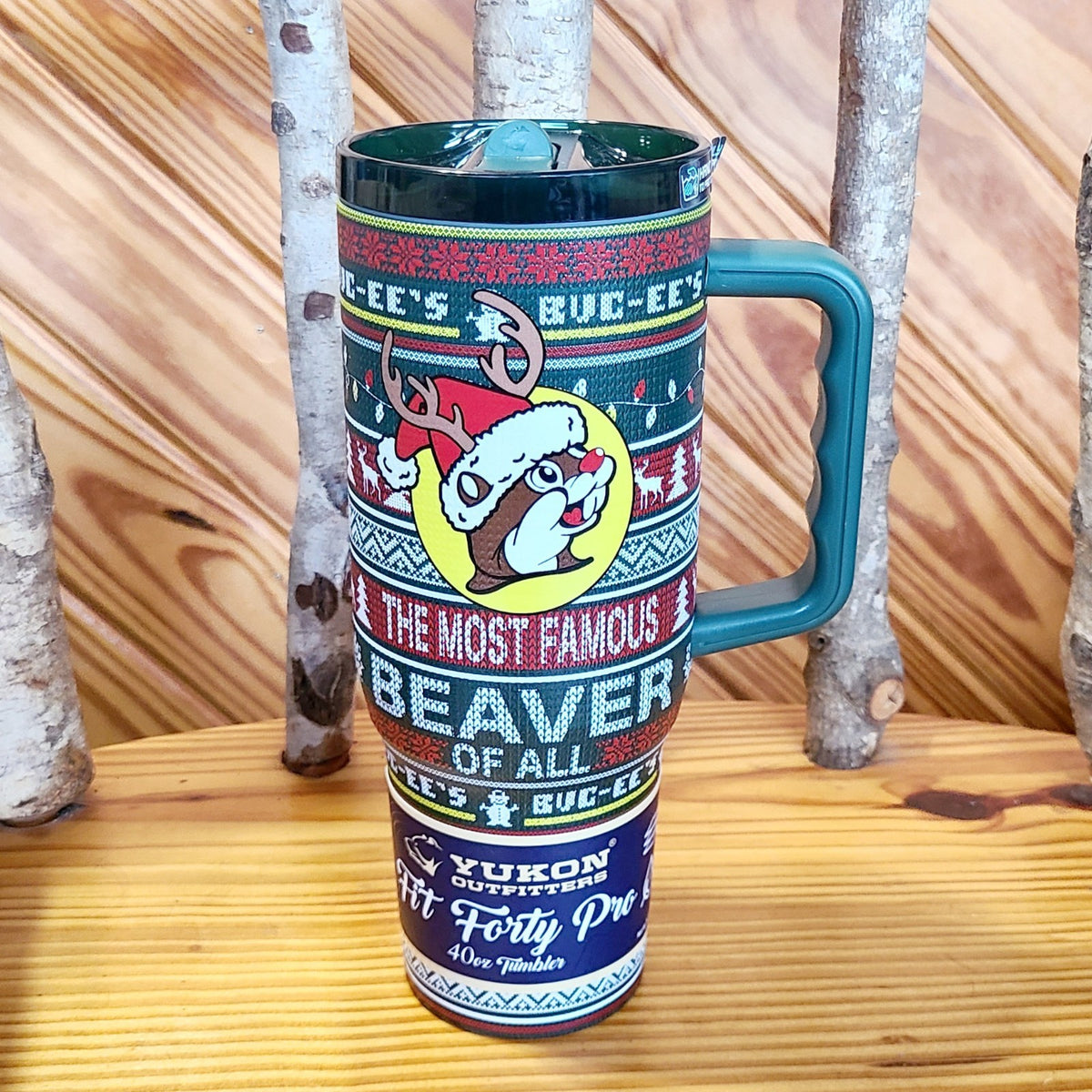 Buc-ee's 2026 Christmas Yukon 40 oz Tumbler Reindeer Beaver Red Ugly Sweater NEW