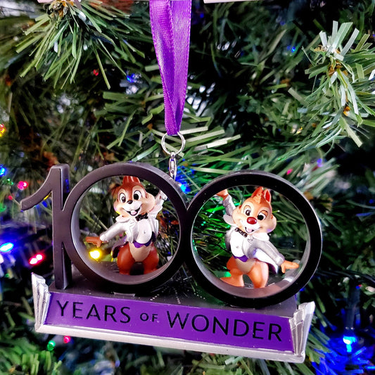 2023 Disney Parks 100 Years Chip & Dale Holiday Christmas Ornament New
